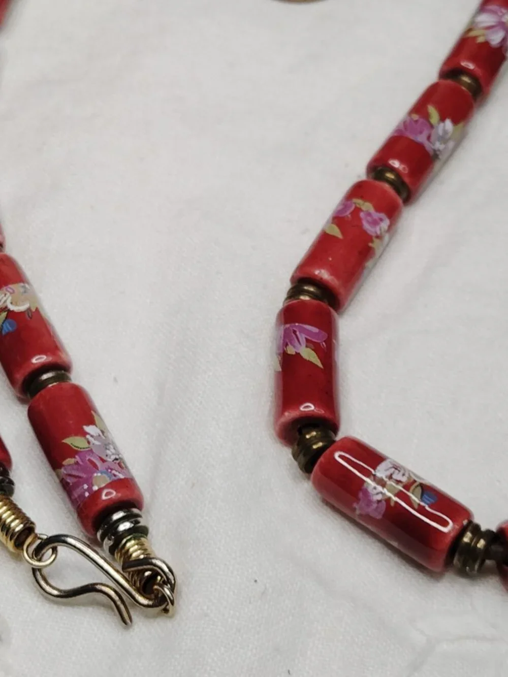 Vintage Japanese Tensha Floral Bead Necklace – 1950s‑60s, 29